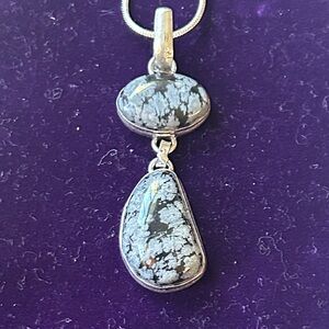 Snowflake Jasper Sterling‎ Silver Pendant Necklace